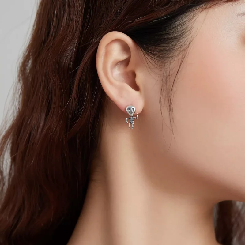 (imagen para) Estos aretes de calavera estilo Pandora en plata son geniales - SCE1110 - Ver 7