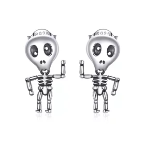 (imagen para) Estos aretes de calavera estilo Pandora en plata son geniales - SCE1110