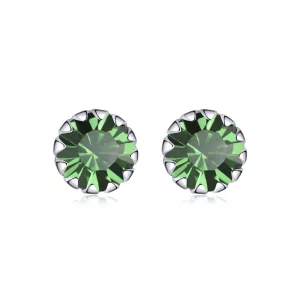 (imagen para) Estos aretes de estilo Pandora en plata con piedra de nacimiento de mayo - SCE862-5