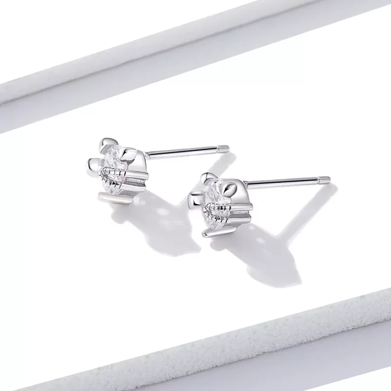 (imagen para) Estos aretes de gatito adorables en estilo Pandora están hechos de plata - BSE20 - Ver 2