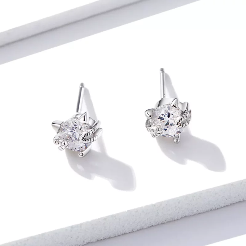 (imagen para) Estos aretes de gatito adorables en estilo Pandora están hechos de plata - BSE20 - Ver 4