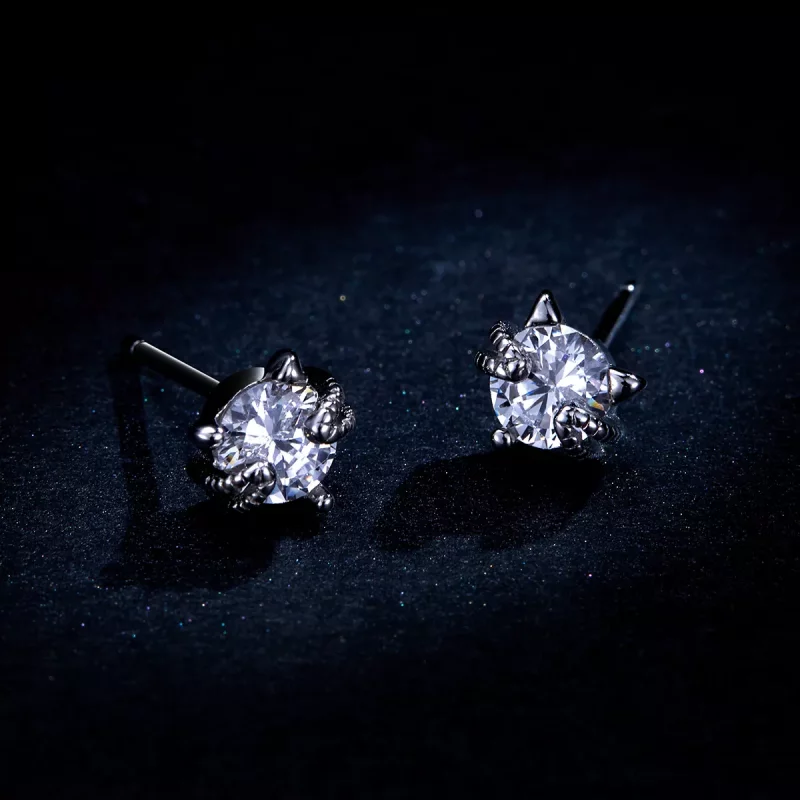 (imagen para) Estos aretes de gatito adorables en estilo Pandora están hechos de plata - BSE20 - Ver 9