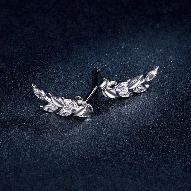 (imagen para) Estos aretes de pendientes de trigo brillante de plata estilo Pandora - BSE415 - Ver 5