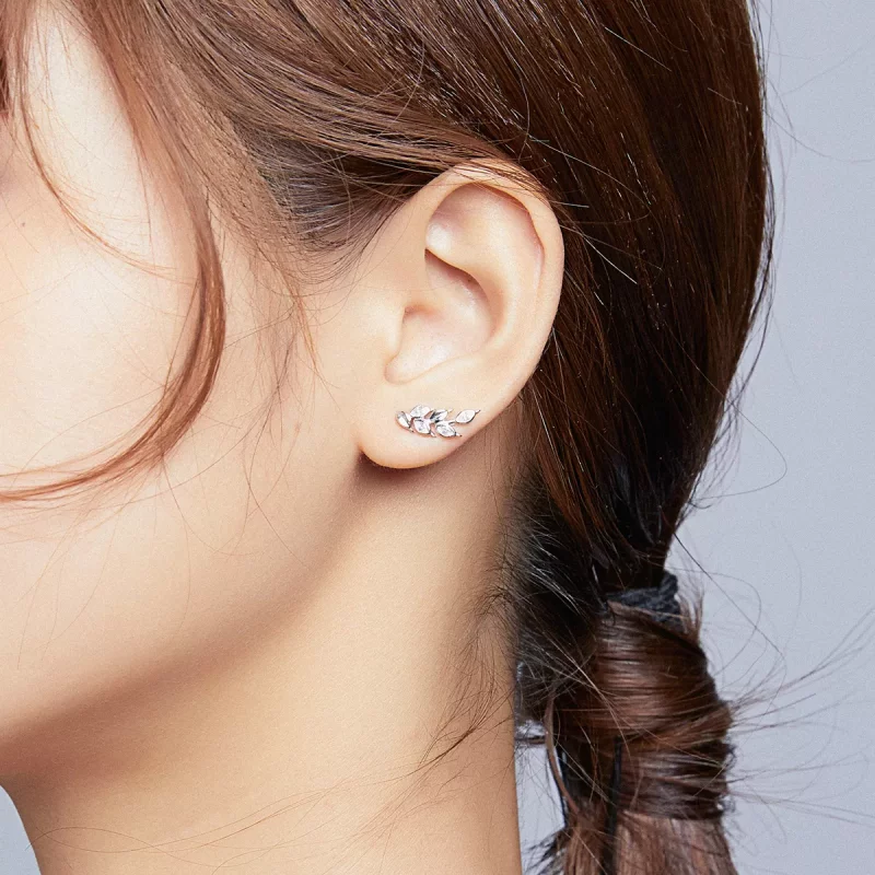 (imagen para) Estos aretes de pendientes de trigo brillante de plata estilo Pandora - BSE415 - Ver 6