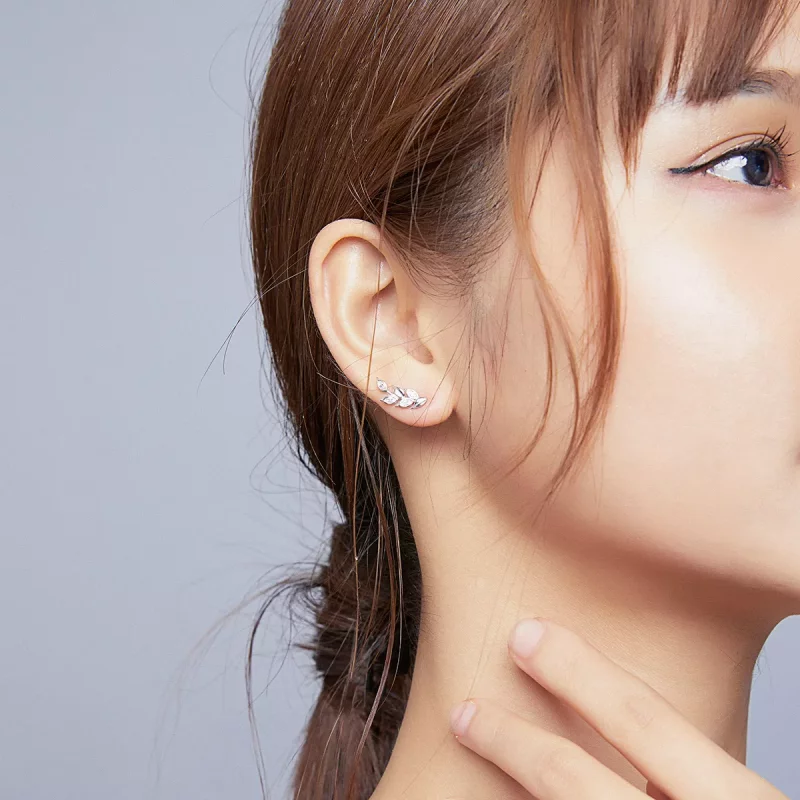 (imagen para) Estos aretes de pendientes de trigo brillante de plata estilo Pandora - BSE415 - Ver 8
