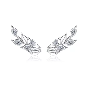 (imagen para) Estos aretes de pendientes de trigo brillante de plata estilo Pandora - BSE415