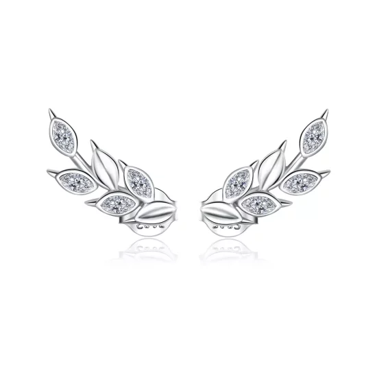 (imagen para) Estos aretes de pendientes de trigo brillante de plata estilo Pandora - BSE415