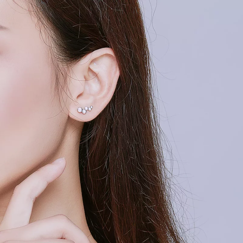 (imagen para) Estos aretes de perno de estilo Pandora en plata son elegantes y brillantes - BS - Ver 5
