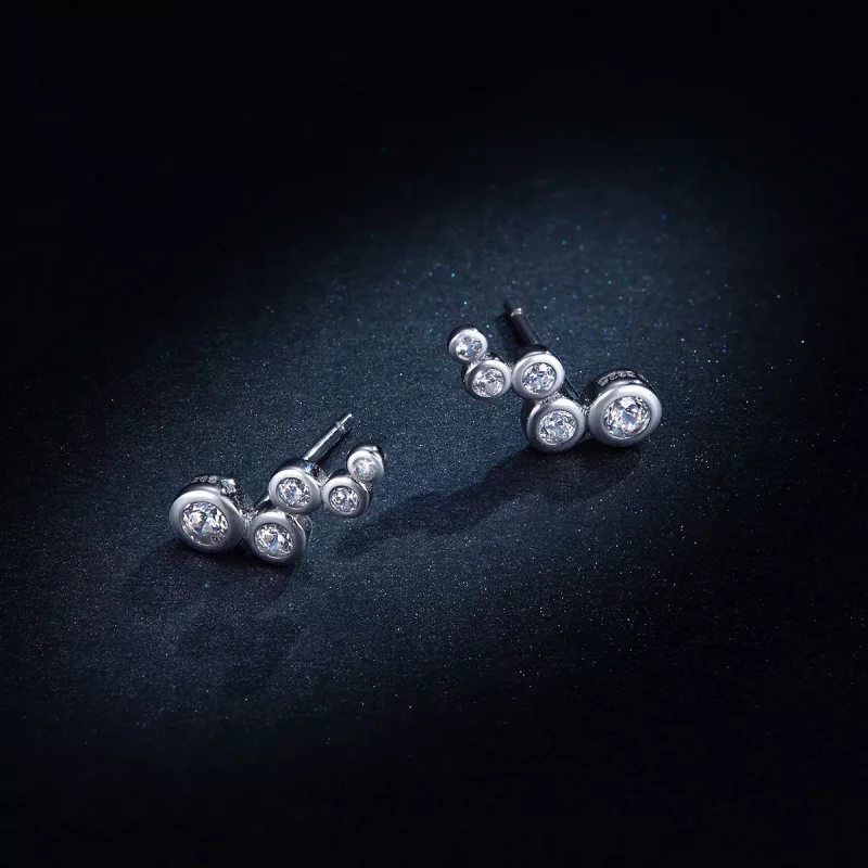 (imagen para) Estos aretes de perno de estilo Pandora en plata son elegantes y brillantes - BS - Ver 8