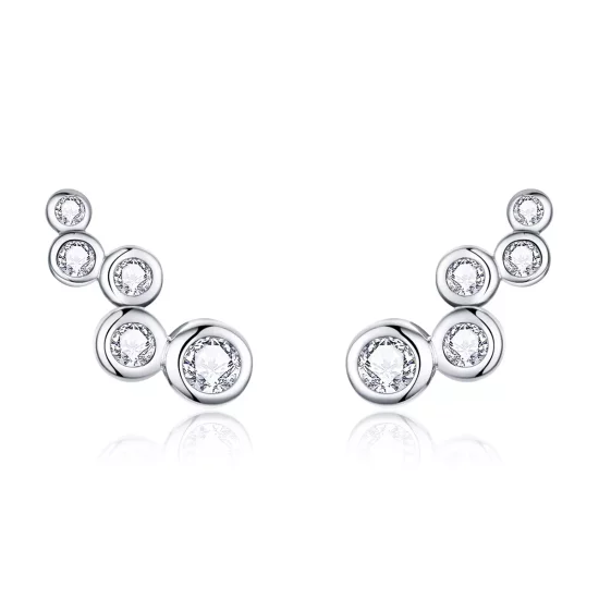 (imagen para) Estos aretes de perno de estilo Pandora en plata son elegantes y brillantes - BSE235