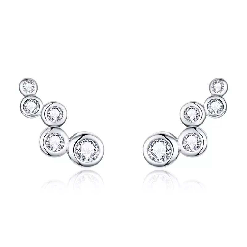(imagen para) Estos aretes de perno de estilo Pandora en plata son elegantes y brillantes - BSE235