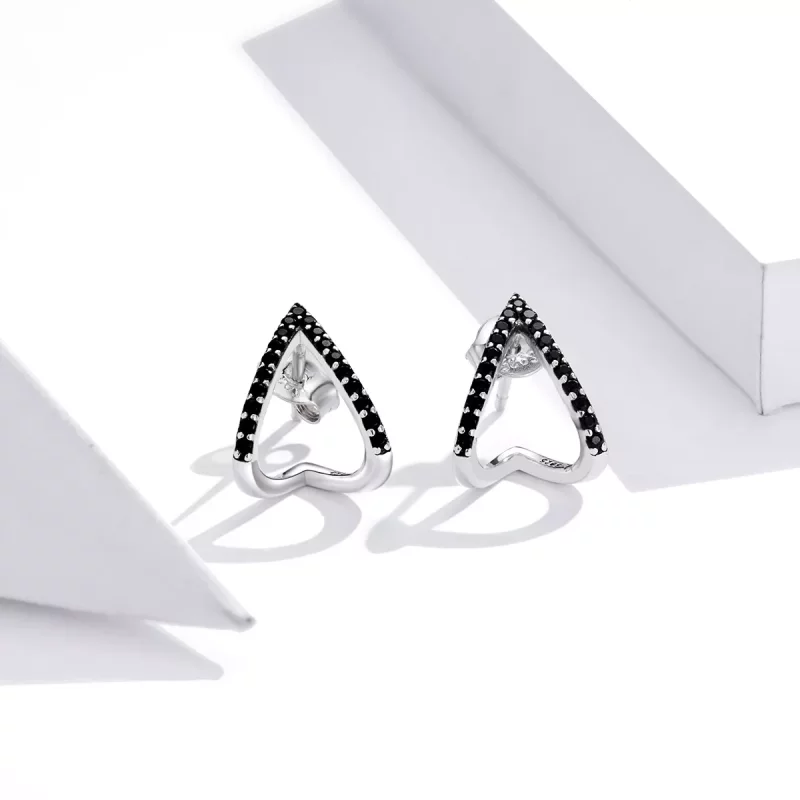 (imagen para) Estos aretes de plata estilo Pandora presentan un diseño simple de geometría - S - Ver 2