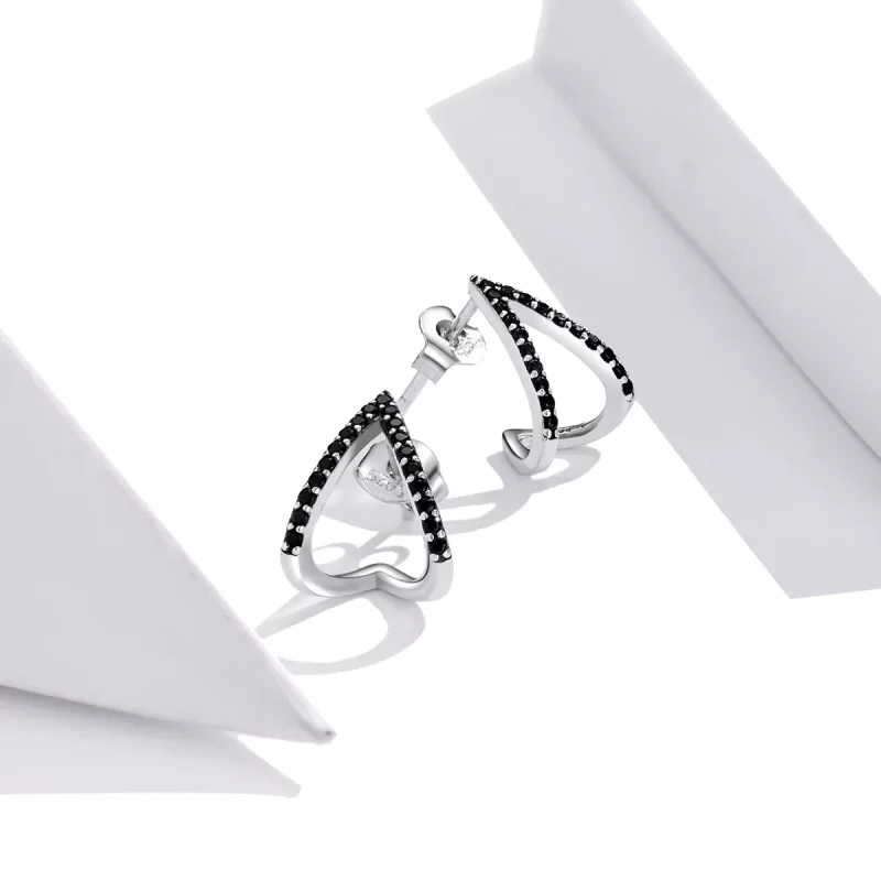 (imagen para) Estos aretes de plata estilo Pandora presentan un diseño simple de geometría - S - Ver 3