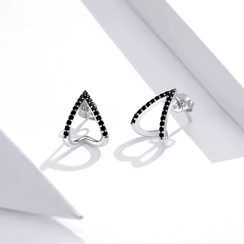 (imagen para) Estos aretes de plata estilo Pandora presentan un diseño simple de geometría - S - Ver 4