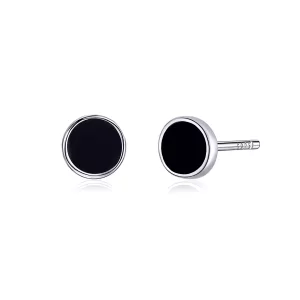 Estos aretes de plata estilo Pandora tienen un pequeño diseño redondo - SCE694 (imagen para) Estos aretes de plata estilo Pandora tienen un pequeño diseño redondo - SCE694