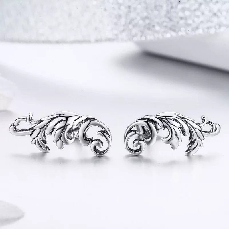 (imagen para) Exquisitas pendientes de botón estilo Pandora de plata retro europea con flores - Ver 3