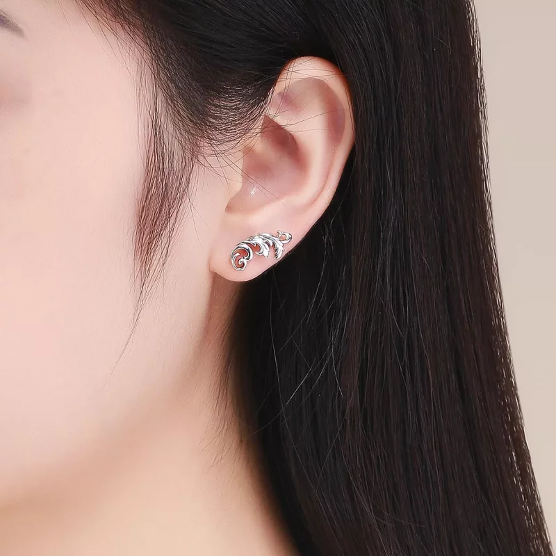 (imagen para) Exquisitas pendientes de botón estilo Pandora de plata retro europea con flores - Ver 4