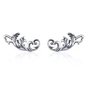 (imagen para) Exquisitas pendientes de botón estilo Pandora de plata retro europea con flores - SCE580