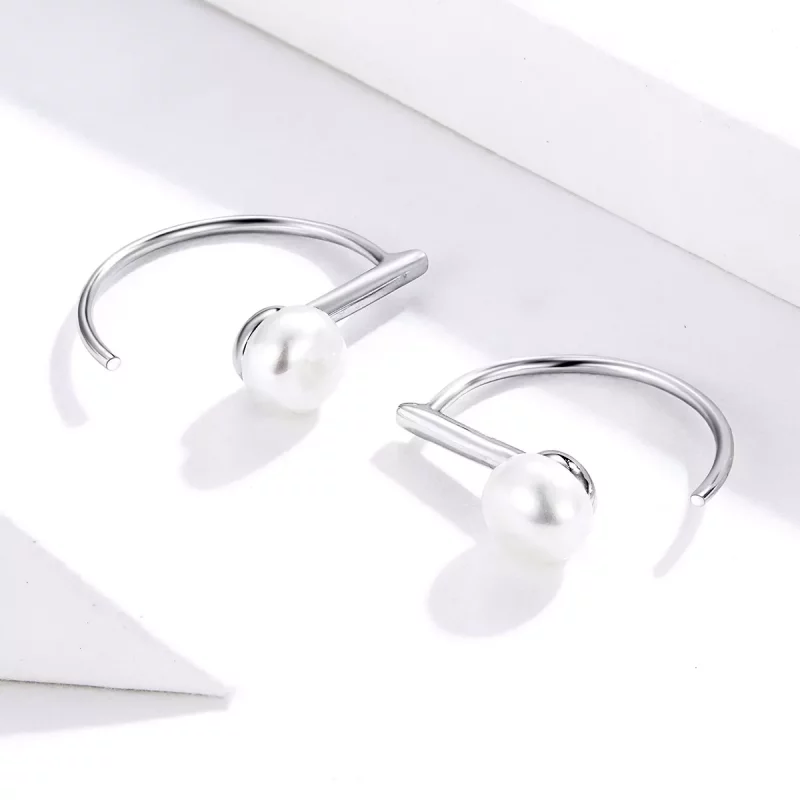 (imagen para) exquisitos pendientes colgantes de perlas de plata estilo Pandora - SCE604-A - Ver 2