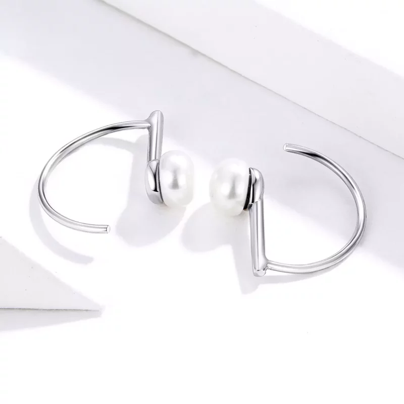 (imagen para) exquisitos pendientes colgantes de perlas de plata estilo Pandora - SCE604-A - Ver 3