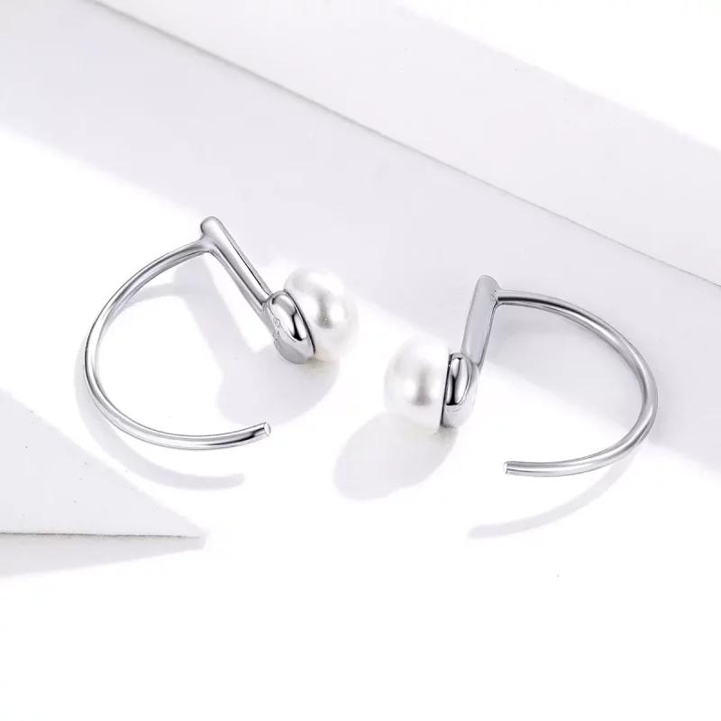 (imagen para) exquisitos pendientes colgantes de perlas de plata estilo Pandora - SCE604-A - Ver 4
