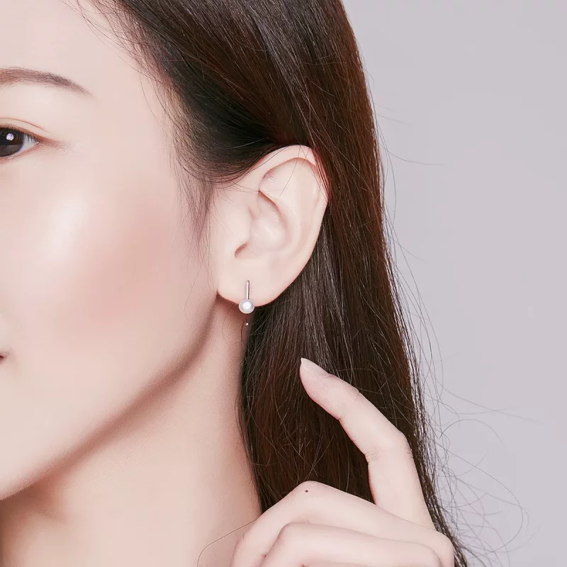 (imagen para) exquisitos pendientes colgantes de perlas de plata estilo Pandora - SCE604-A - Ver 5