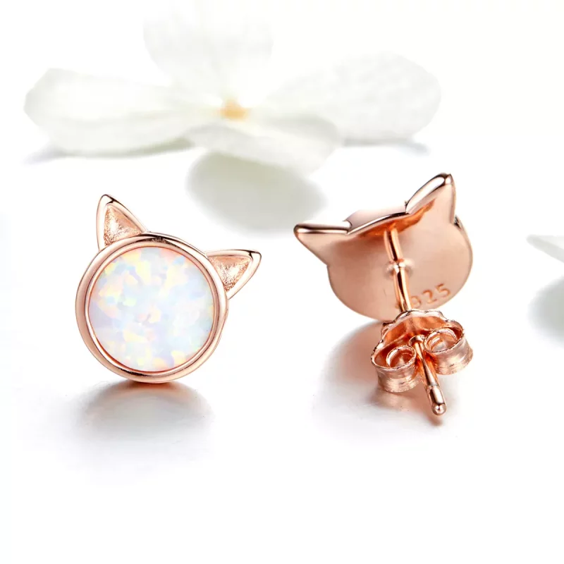 (imagen para) Exquisitos Pendientes de Estrella Meow estilo Pandora en Oro Rosa - SCE538 - Ver 3