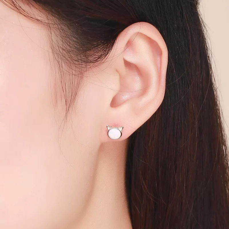 (imagen para) Exquisitos Pendientes de Estrella Meow estilo Pandora en Oro Rosa - SCE538 - Ver 4