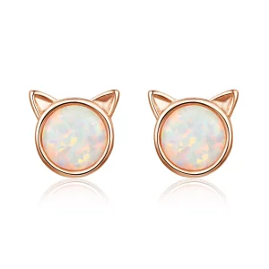 (imagen para) Exquisitos Pendientes de Estrella Meow estilo Pandora en Oro Rosa - SCE538