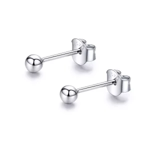 (imagen para) Exquisitos Pendientes de Plata con Diseño de Bola Pequeña al estilo Pandora - SCE581