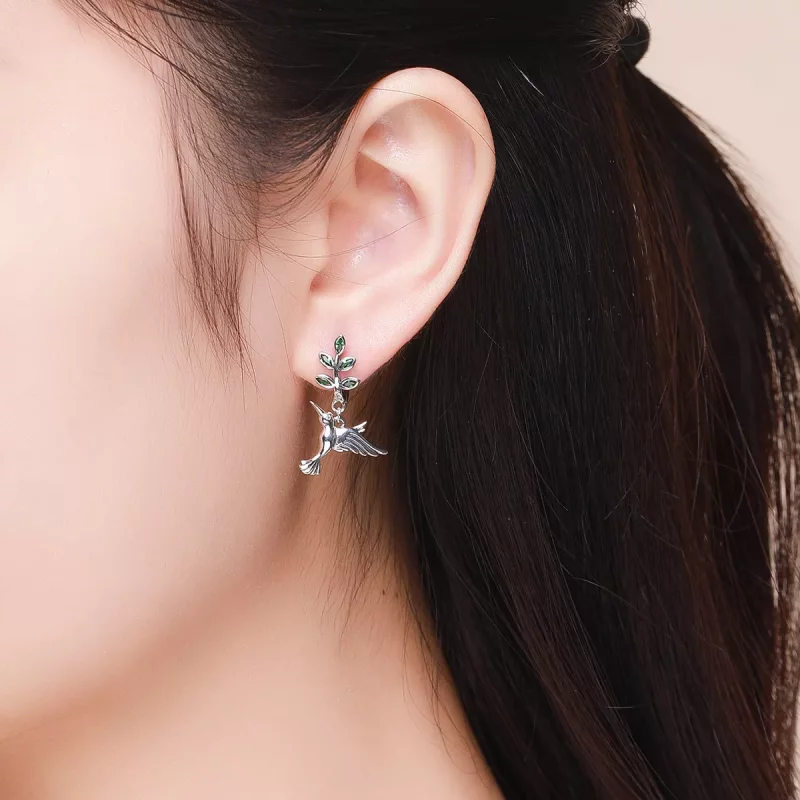 (imagen para) Las exquisitas Greetings From Hummingbirds Stud Earrings de estilo Pandora en pl - Ver 5