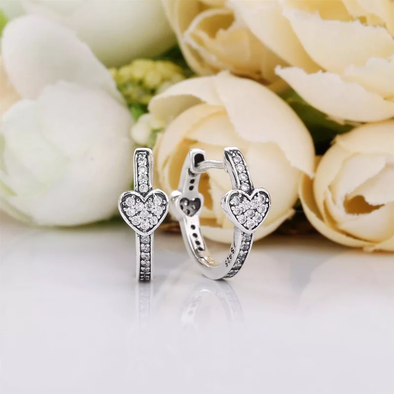 (imagen para) Pendientes de aro en plata de ley Corazones Seductores - PANDORA - Ver 2