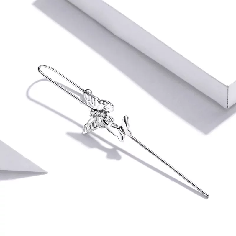 (imagen para) Pendientes colgantes de aguja de plata con estilo Pandora - SCE1132 - Ver 2