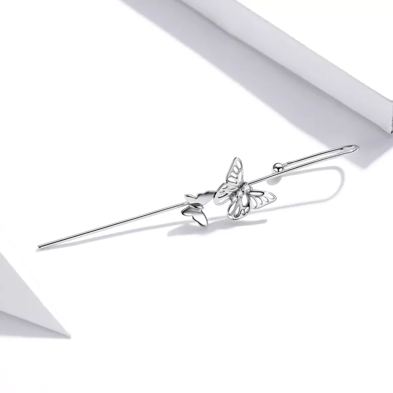 (imagen para) Pendientes colgantes de aguja de plata con estilo Pandora - SCE1132 - Ver 3