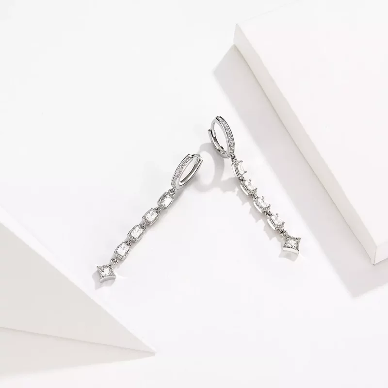 (imagen para) Pendientes colgantes de amor estilo Pandora en plata con circonitas - SCE583 - Ver 3
