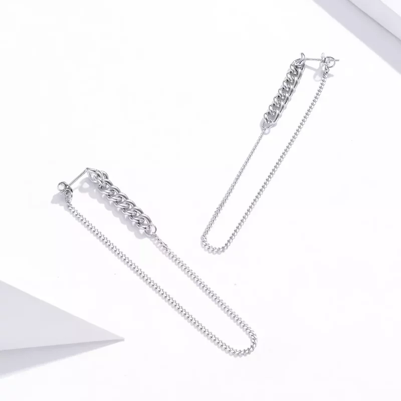 (imagen para) Pendientes colgantes de cadena vintage de estilo Pandora plateados - SCE1011 - Ver 2