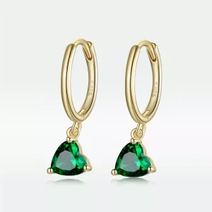 (imagen para) Pendientes colgantes de corazones chapados en oro de 18 quilates estilo Pandora - SCE1019-CN