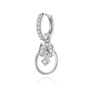 (imagen para) Pendientes colgantes de estilo Pandora con lazo de plata - BSE332-H