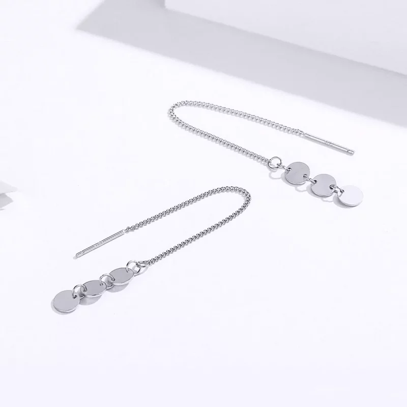 (imagen para) Pendientes colgantes de estilo Pandora con lentejuelas plateadas - SCE687 - Ver 3