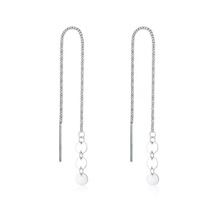 (imagen para) Pendientes colgantes de estilo Pandora con lentejuelas plateadas - SCE687