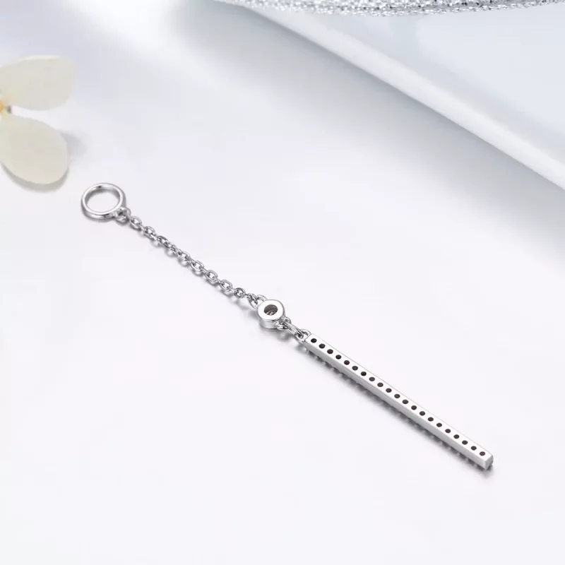 (imagen para) Pendientes colgantes de estilo Pandora de la línea de plata - SCE081 - Ver 3