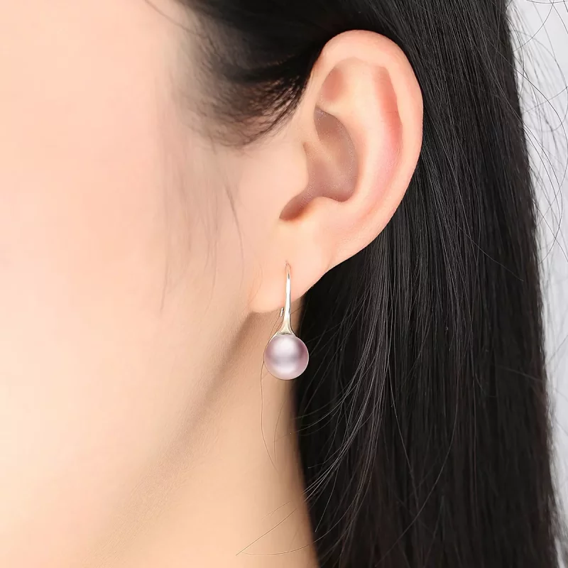 (imagen para) Pendientes colgantes de estilo Pandora de plata con perla rosa - SCE145 - Ver 6