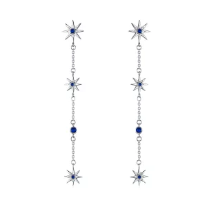 (imagen para) Pendientes colgantes de estilo Pandora de plata en forma de estrella octagonal - BSE060