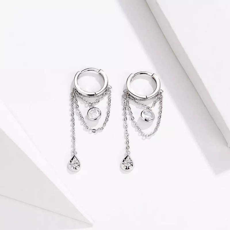 (imagen para) Pendientes colgantes de estilo Pandora de plata para la pubertad - SCE638 - Ver 2