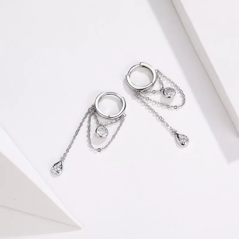 (imagen para) Pendientes colgantes de estilo Pandora de plata para la pubertad - SCE638 - Ver 4