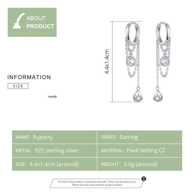 (imagen para) Pendientes colgantes de estilo Pandora de plata para la pubertad - SCE638 - Ver 7