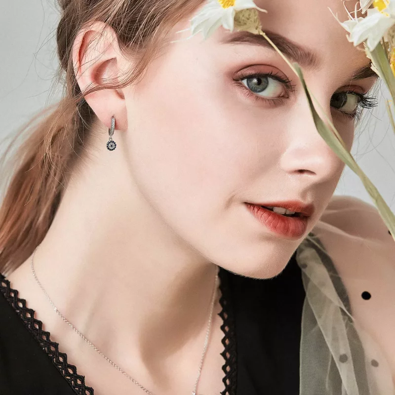 (imagen para) Pendientes colgantes de estilo Pandora de plata - SCE058 - Ver 2