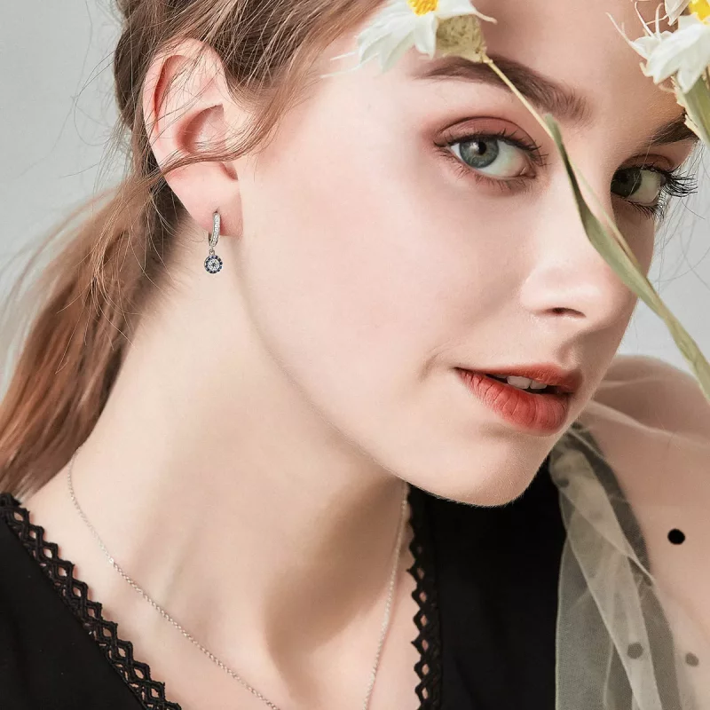 (imagen para) Pendientes colgantes de estilo Pandora de plata - SCE058 - Ver 3