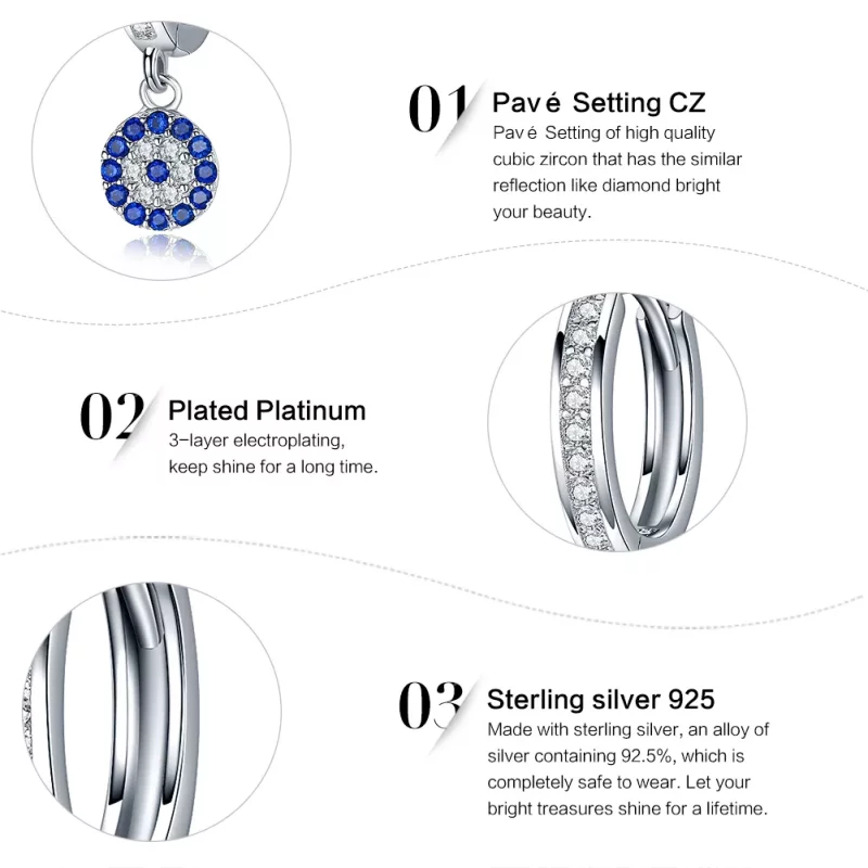 (imagen para) Pendientes colgantes de estilo Pandora de plata - SCE058 - Ver 7