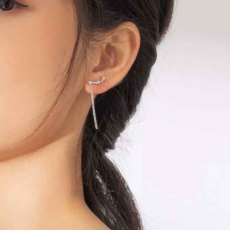 (imagen para) Pendientes colgantes de estilo Pandora en plata con estrellas - BSE361 - Ver 7
